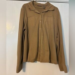 Lightweight Button-Front Shirt Jacket in Camel